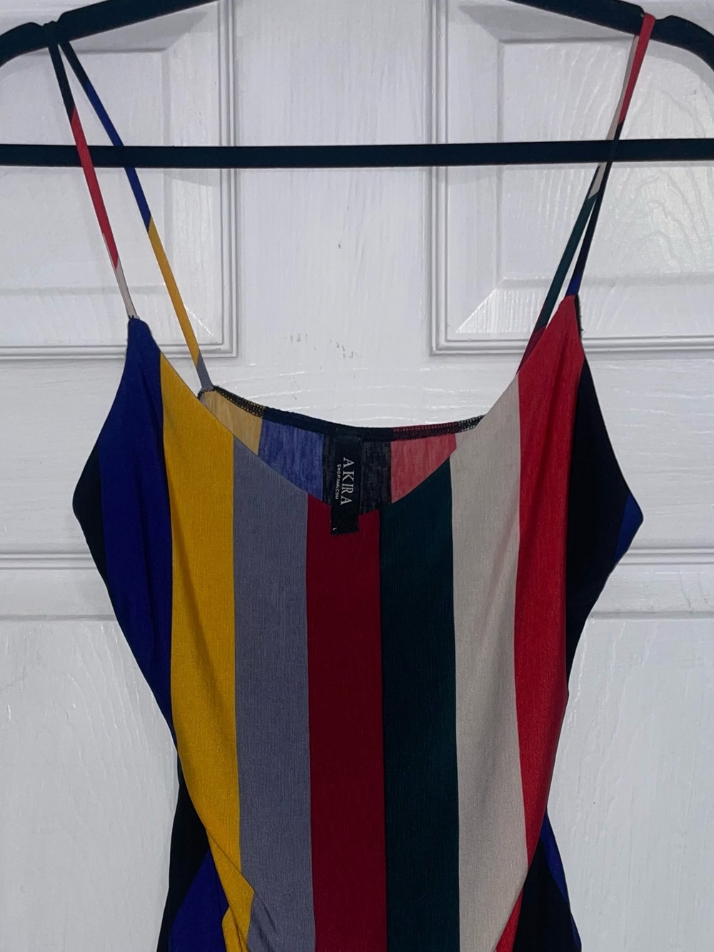 AKIRA Multicolor Vertical Stripe Spaghetti Strap Bodysuit